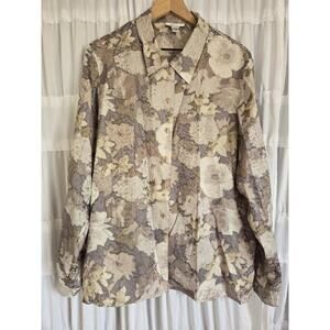 Laura Leigh Ltd Womens XL Silk Top Floral Boho Retro Vtg Cottagcore Grannycore